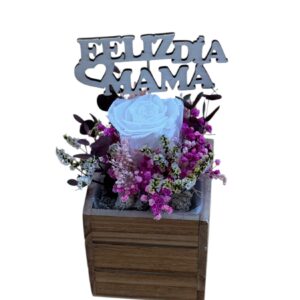 CUBO ROSA BLANCA PRESERVADA PEQUEÑO