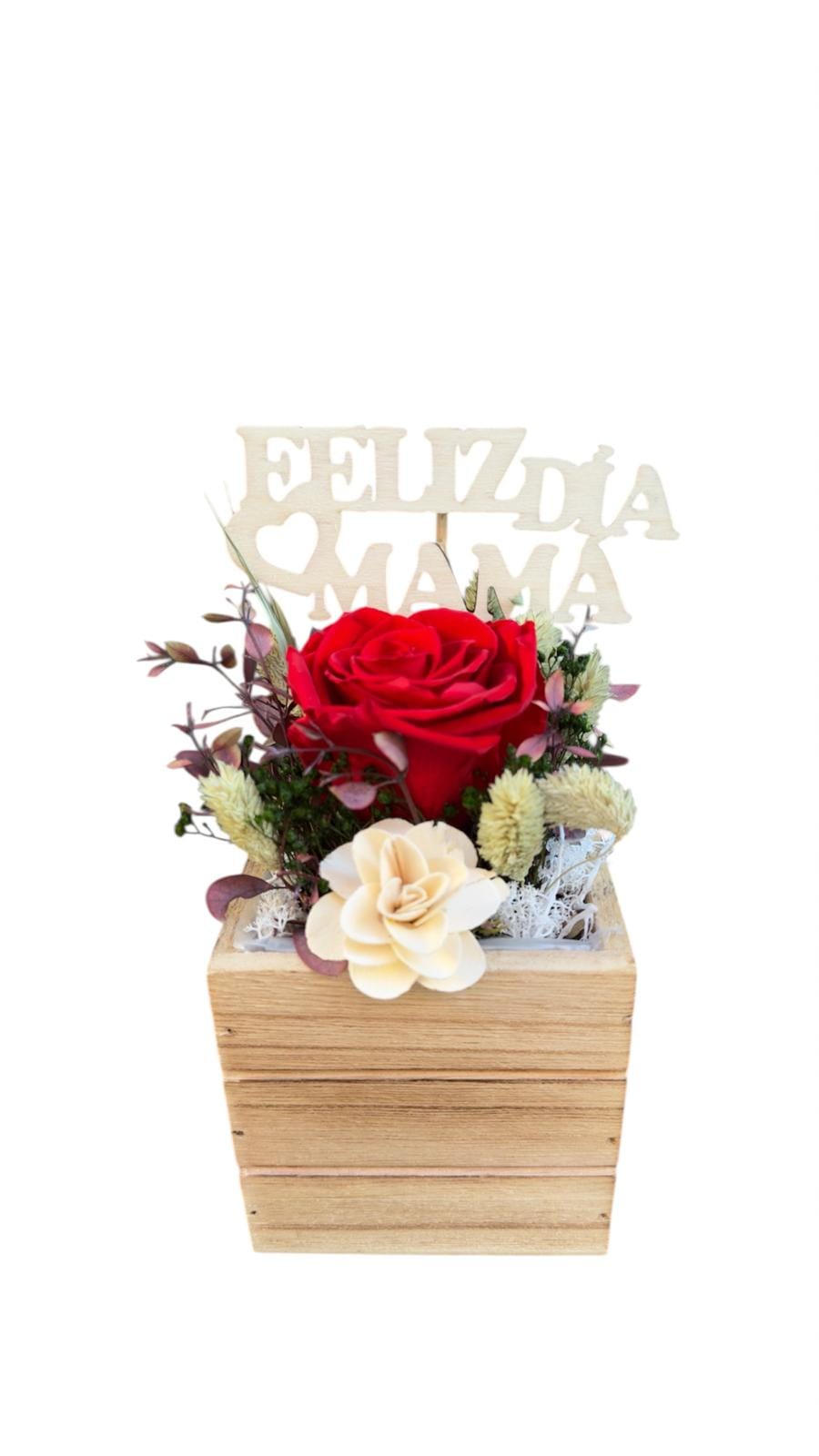 CUBO ROSA ROJA PRESERVADA PEQUEÑO